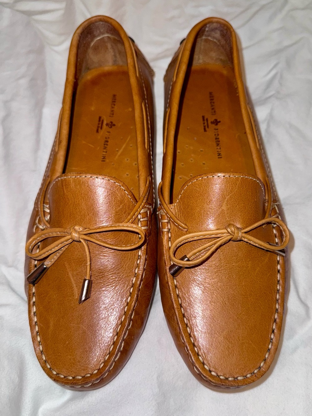 Mercanti Fiorentini Leather Driving Moccasins Tan Cognac Size 8B